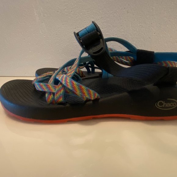 Chaco Z2 boulder style toe strap rainbow hiking sandals sz 9 - Picture 6 of 11